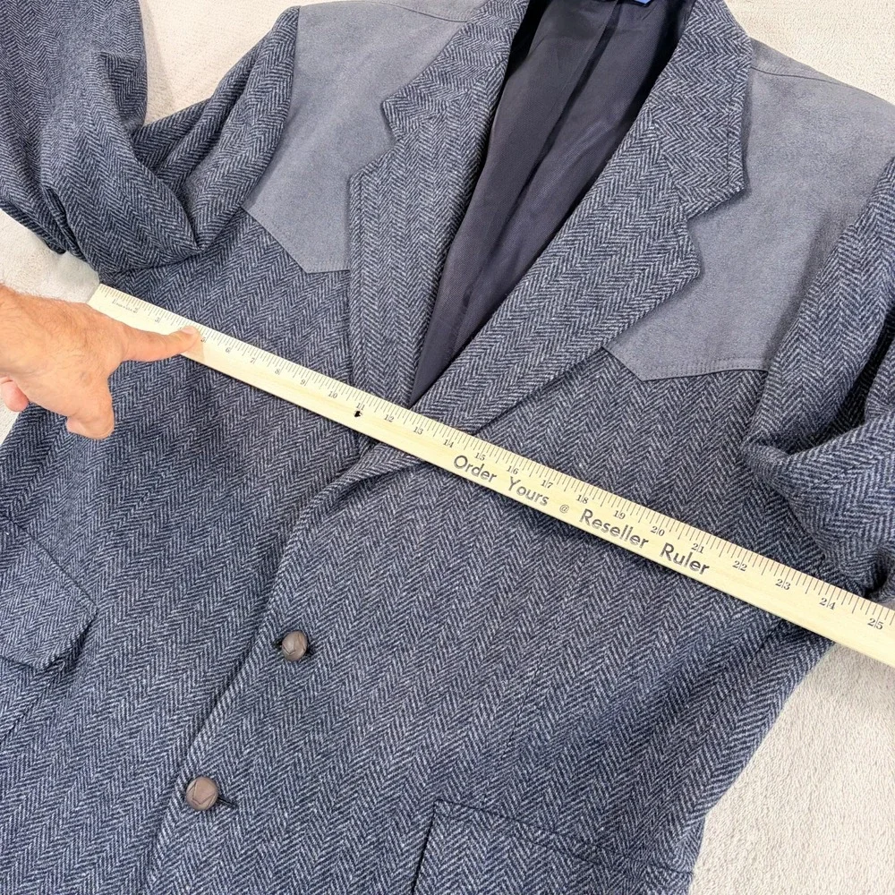 VTG Pendleton Suede Yoke Elbow Patches Western Tweed Blazer Men 48T Tall Wool